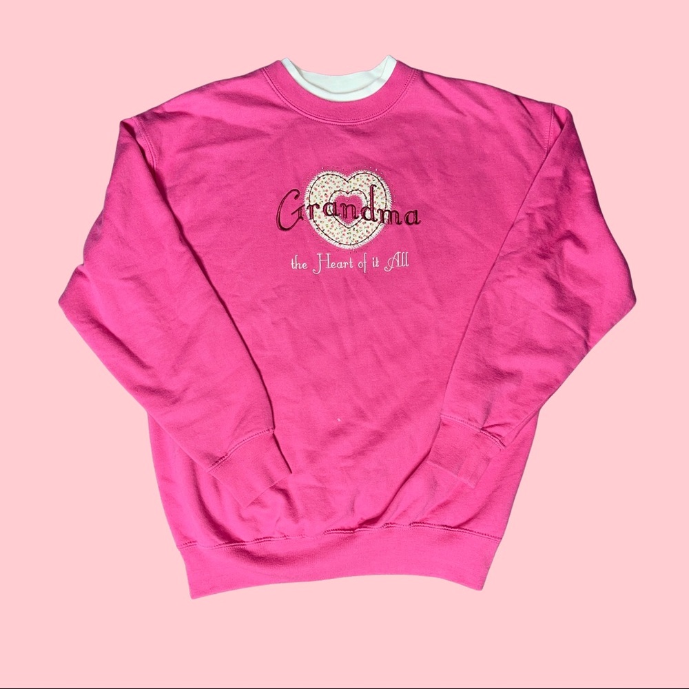 Vintage Rhinestone Crewneck Sweatshirt Grandma “the heart of it all”